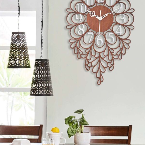 Wooden Silent Non-Ticking Wall Clock for Home Stylish Latest Designer Wall Clock for Home Living Room Bedroom Office Hall