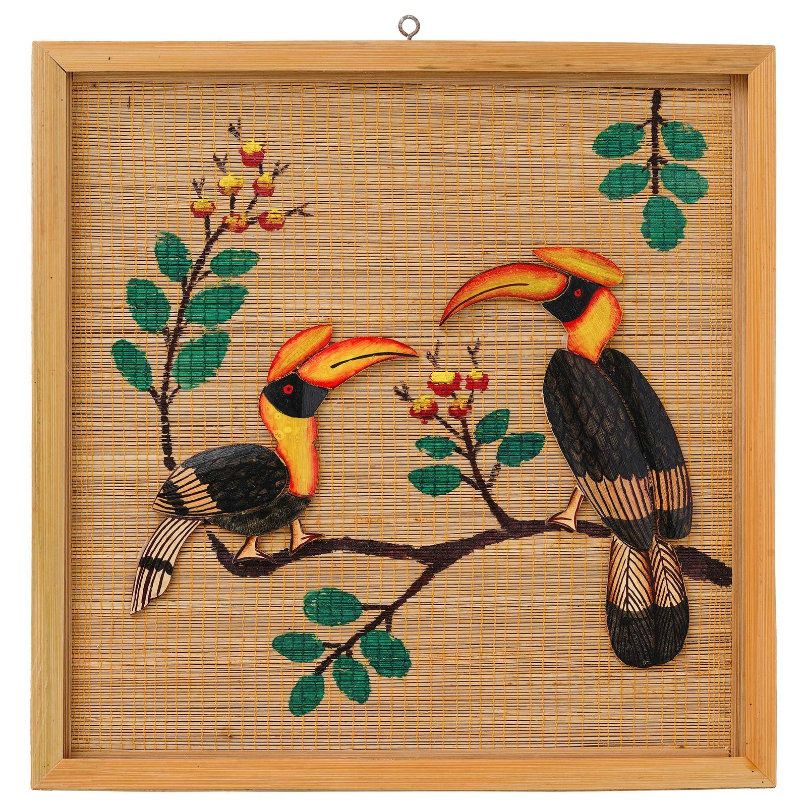 Bamboo Art Couple Hornbill Painting For Home D?cor | Bamboo Art Gift For Multiple Occasions - Image 2